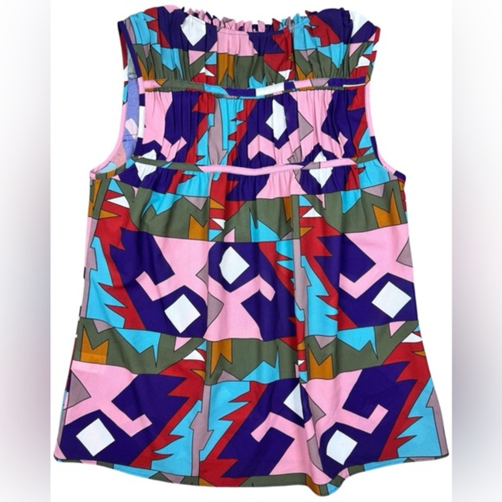 Crosby by Mollie Burch Colorful Geometric Print Tank Top Blouse Womens Small - Picture 5 of 7
